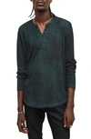 John Varvatos Ash Carbon Wash Grommet Henley In Dark Moss