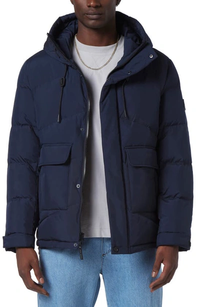 Andrew Marc Ingram Water Resistant Hooded Down Coat In Ink