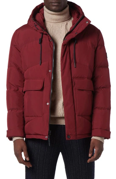 Andrew Marc Ingram Water Resistant Hooded Down Coat In Garnet