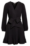 Milly Liv Pleated Long Sleeve Dress In Black