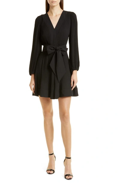 MILLY MILLY LIV PLEATED LONG SLEEVE DRESS