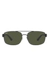 Ray Ban 61mm Pillow Sunglasses In Black