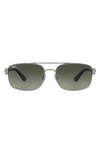 Ray Ban 61mm Pillow Sunglasses In Gunmetal