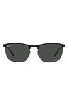Ray Ban 57mm Polarized Square Sunglasses In Dark Grey