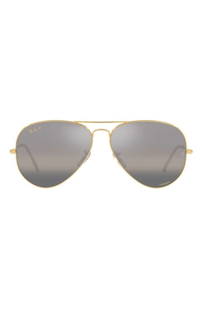 Ray Ban 55mm Polarized Pilot Sunglasses In Yellow