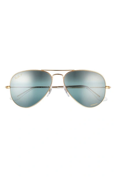 Ray Ban 55mm Polarized Pilot Sunglasses In Dark Blue