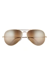 Ray Ban 62mm Polarized Oversize Pilot Sunglasses In Gold