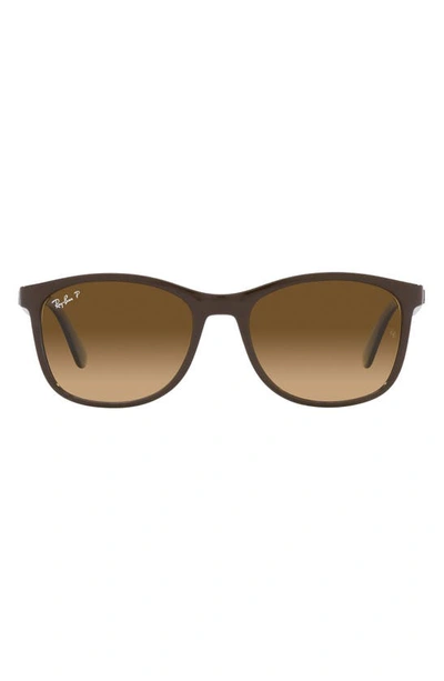 Ray Ban 56mm Polarized Square Sunglasses In Brown