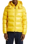 Moncler Maya Lacquered Down Jacket In Yellow