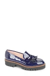 Patricia Green Tassel Lug Sole Loafer In Navy Patent