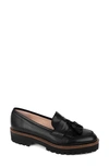 Patricia Green Tassel Lug Sole Loafer In Black Napa