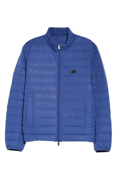 Emporio Armani Men's Quilted Nylon Down Puffer Jacket In Solid Medium Blue