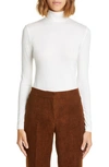 Akris Mock Neck Stretch Modal Top In 211 Off White