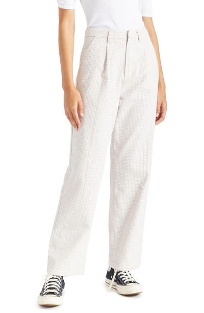 Brixton Victory High Waist Wide Leg Ankle Pants In Beige Gingham