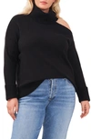 1.state Plus Size Cut-out Turtleneck Sweater In Rich Black