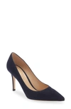 Gianvito Rossi Pointed 90mm Canvas Pumps In Navy