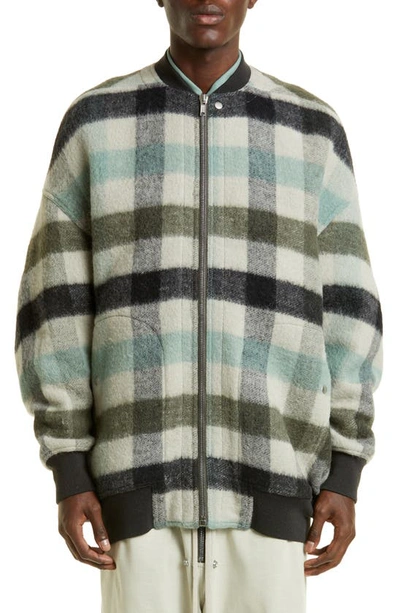 Rick Owens Peter Flight Checked Wool-blend Jacket In Multicoloured