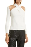 Donna Karan Woman Cutout Halter Long Sleeve Sweater In Ivory