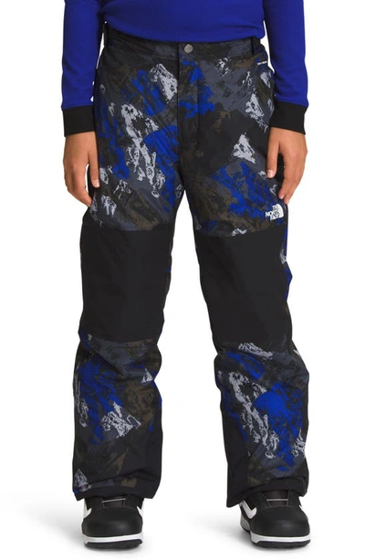 The North Face Kids' Freedom Waterproof Insulated Snow Pants In Black Mountaintop Print