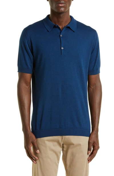 John Smedley Short-sleeve Polo Shirt In Indigo