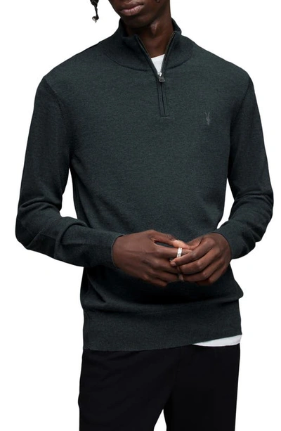 Allsaints Kilburn Wool Blend Half-zip Pullover In Pipe Blue Marl