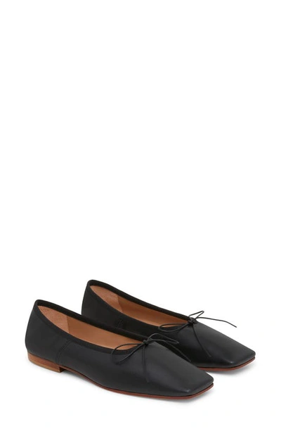 Mansur Gavriel Dream Square-toe Leather Ballerina Flats In Black