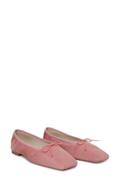 Mansur Gavriel Mansur Gavirel Women's Square Toe Bow Accent Ballet Flats In Flamingo Pony Hair