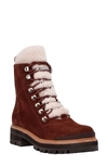 Marc Fisher Ltd Izzie Genuine Shearling Lace-up Boot In Dark Red Suede