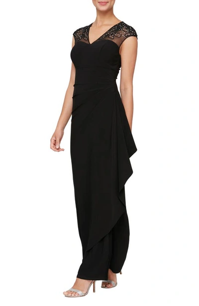 Alex Evenings Empire Waist Gown In Black