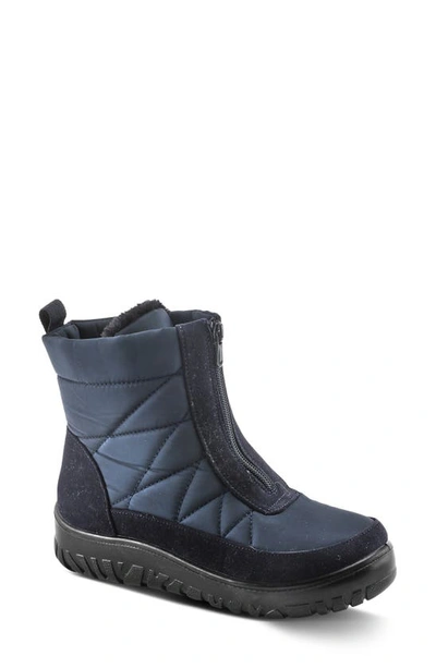 Flexus By Spring Step Lakeeffect Waterproof Faux Fur Lined Quilted Bootie In Navy