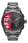 Diesel Men's Chronograph Timeframe Gunmetal-tone Stainless Steel Bracelet Watch 48mm In Gunmetal