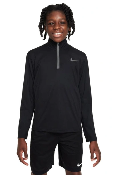 Nike Kids' Dri-fit Pullover In Black/ Silver