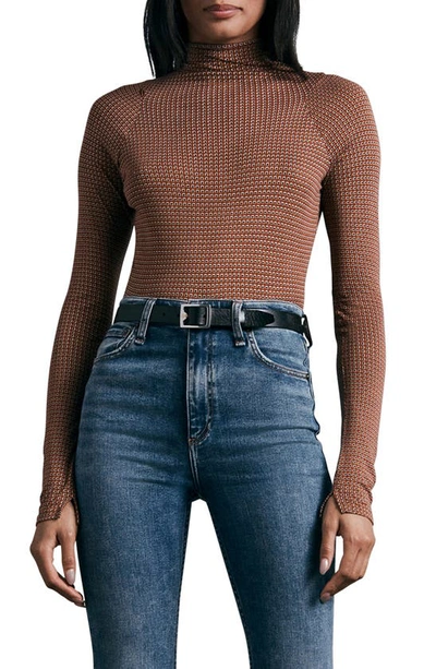 Rag & Bone Shaw Geo Print Paneled Turtleneck Top In Blkmulti