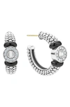 Lagos Black Caviar Diamond Huggie Hoop Earrings In Silver Black Diamond