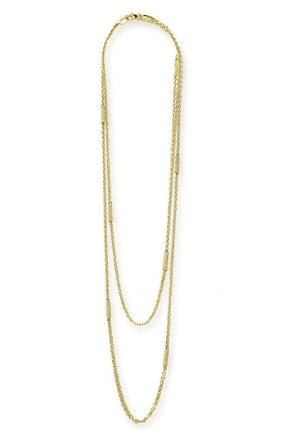 Lagos Signature Caviar Long Station Necklace In Gold