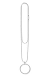 Lagos Caviar Spark Diamond Circle Pendant Necklace In Silver Diamond