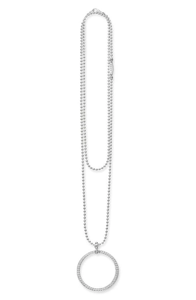 Lagos Caviar Spark Diamond Circle Pendant Necklace In Silver