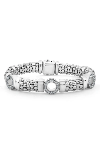 Lagos Caviar Spark Diamond Station Rope Bracelet In Silver