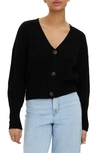 Vero Moda Lea V Neck Button-front Cardigan In Black