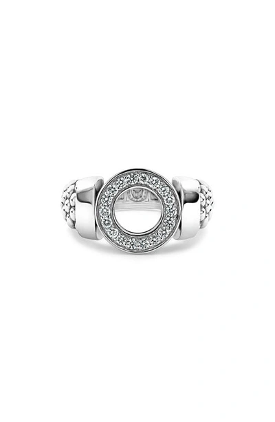 Lagos Sterling Silver Caviar Spark Diamond Circle Bead Ring