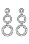 Lagos Sterling Silver Caviar Spark Diamond Triple Circle Drop Earrings In Silver Diamond