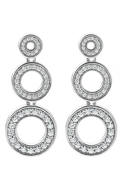 Lagos Sterling Silver Caviar Spark Diamond Triple Circle Drop Earrings
