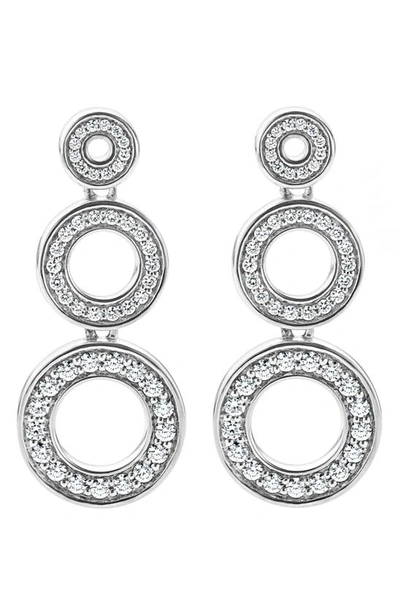Lagos Sterling Silver Caviar Spark Diamond Triple Circle Drop Earrings In Silver Diamond