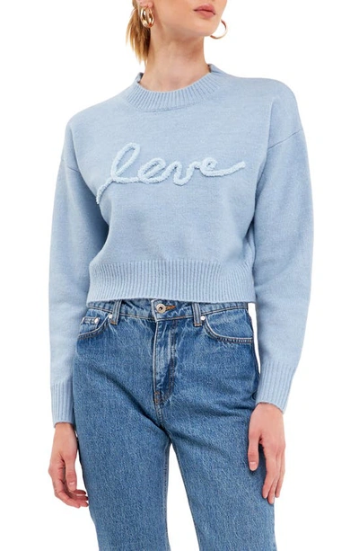 Endless Rose Love Chenille Sweater In Blue