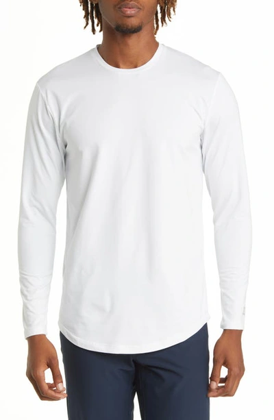 Barbell Apparel Stretch Drop Hem Long Sleeve T-shirt In White