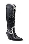 Vince Camuto Women's Nedema Western Top-stitched Boots Women's Shoes In Black/creamy White