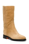 Santoni Fleeces Suede Tall Ranch Boots In Light Brown-c39