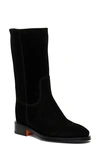 Santoni Fleeces Suede Mid-calf Boots In Black