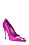 Santoni Puff Satin Plaque Pumps In Fushia