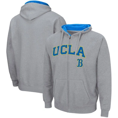 Colosseum Men's  Heathered Gray Ucla Bruins Arch And Logo 3.0 Full-zip Hoodie
